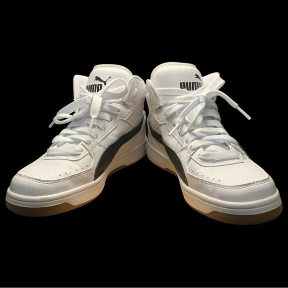Puma Rebound Joy Mid-Top Sneakers - White/Black - Youth 6C - Picture 3 of 6